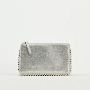 Zara Studded Crossbody Wallet Bag in Vegan Leather and Crystal Embellished NWT